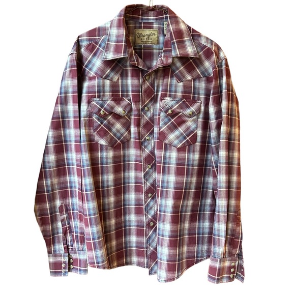 Wrangler Western Shirt Pearl Snaps Long Sleeve L - Picture 6 of 11